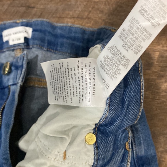 NWT GOOD AMERICAN GOOD WAIST RAW EDGE SKINNY JEAN IN BLUE B655 HI RISE SLIM LEG - Picture 8 of 14